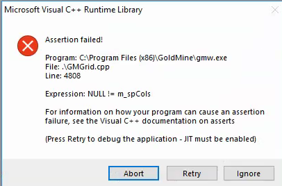 Goldmine Error Assertion Failed C Program Files X86 Goldmine Gmw Exe File Gmgrid Cpp Line 4808