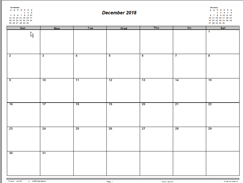 Monthly DayTimer report calendar display is not limited to displaying ...