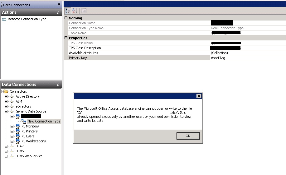Error when setting up Data import The Microsoft Office Access database
