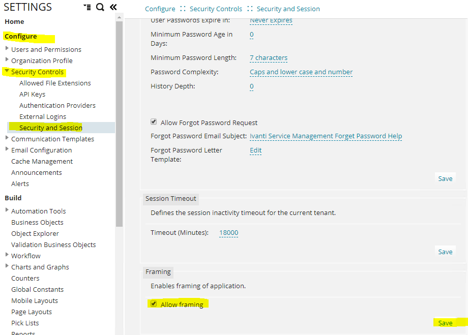 How to set XFrameOptions in ISM