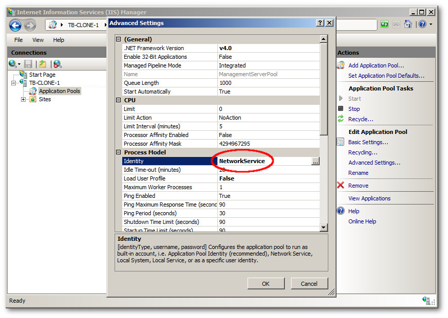 IIS error after cloning a server and running SysPrep