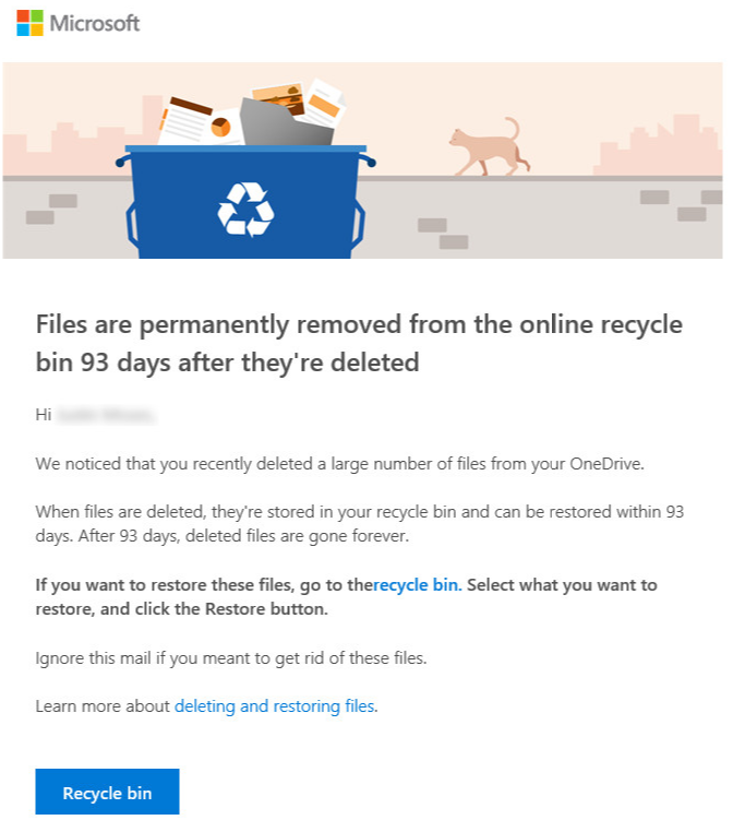 Email notification from SharePoint regarding files deleted on OneDrive