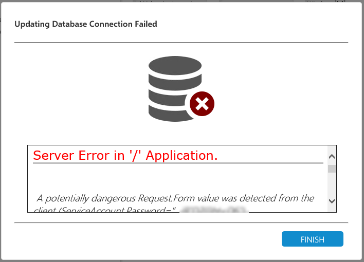 Secure Password not accepted by Server Configuration Portal