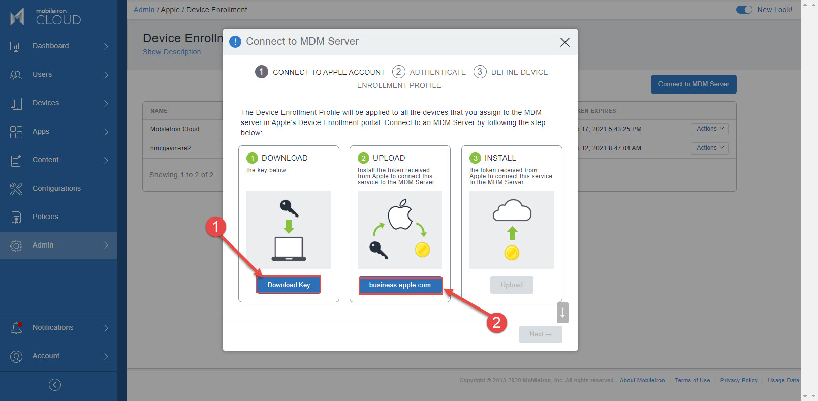 MobileIron Cloud Apple Business Manager Device Enrollment Configuration