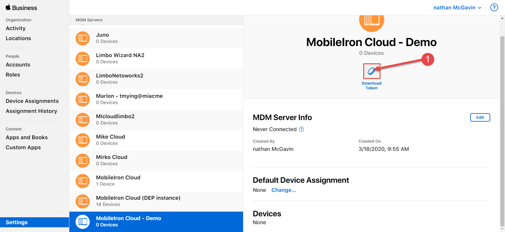 MobileIron Cloud Apple Business Manager Device Enrollment Configuration