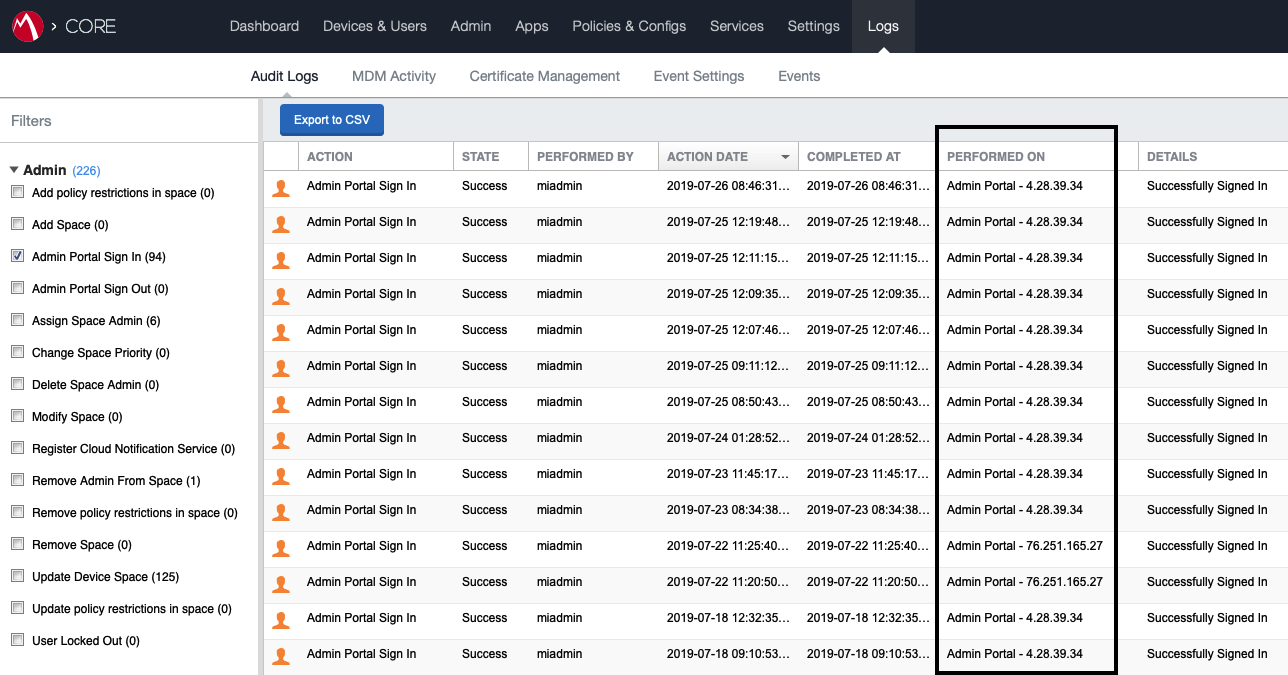 What is the IP Address Hitting the Admin Portal When Accessing It?