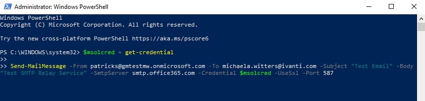 Testing SMTP relay with Office365 with Windows PowerShell