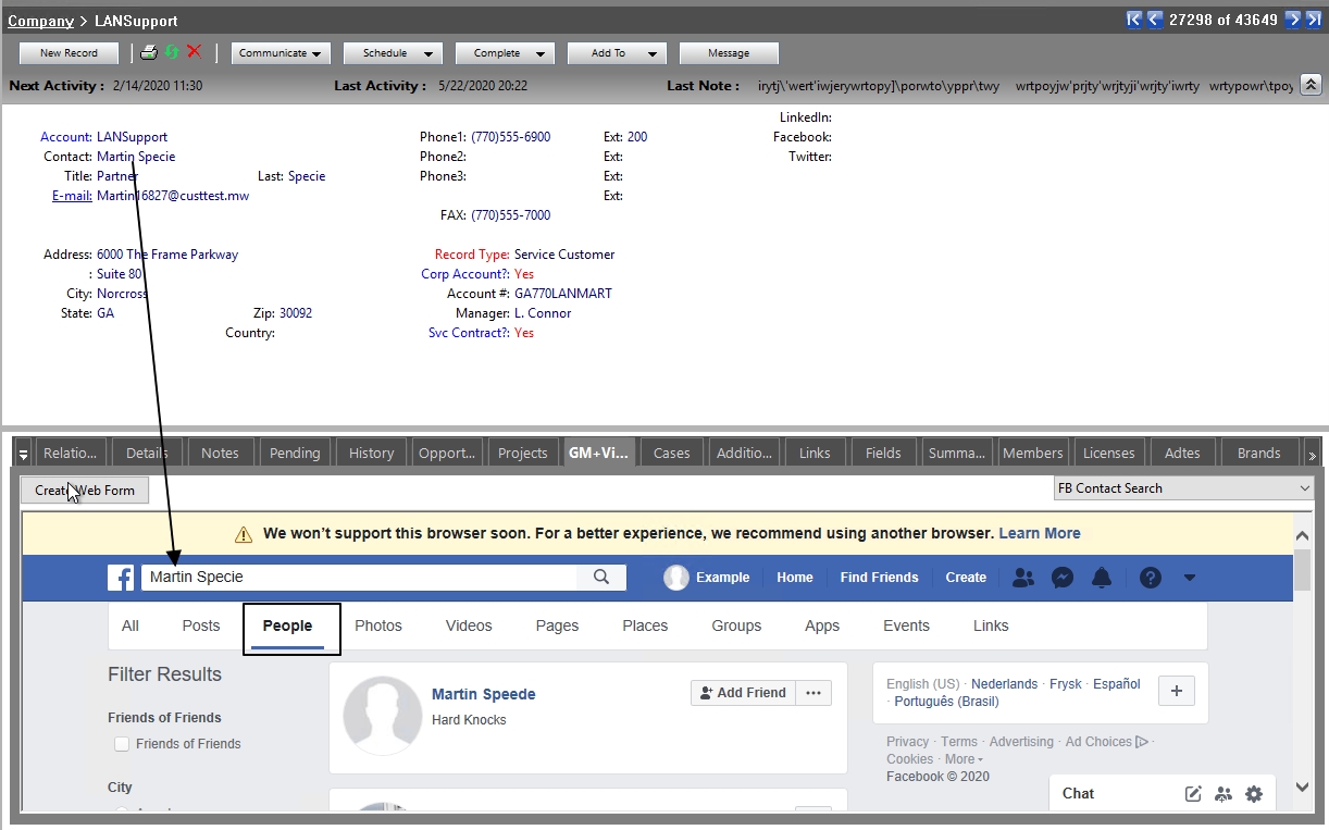 Outofthebox Facebook GM+Views templates not searching correctly anymore also Facebook