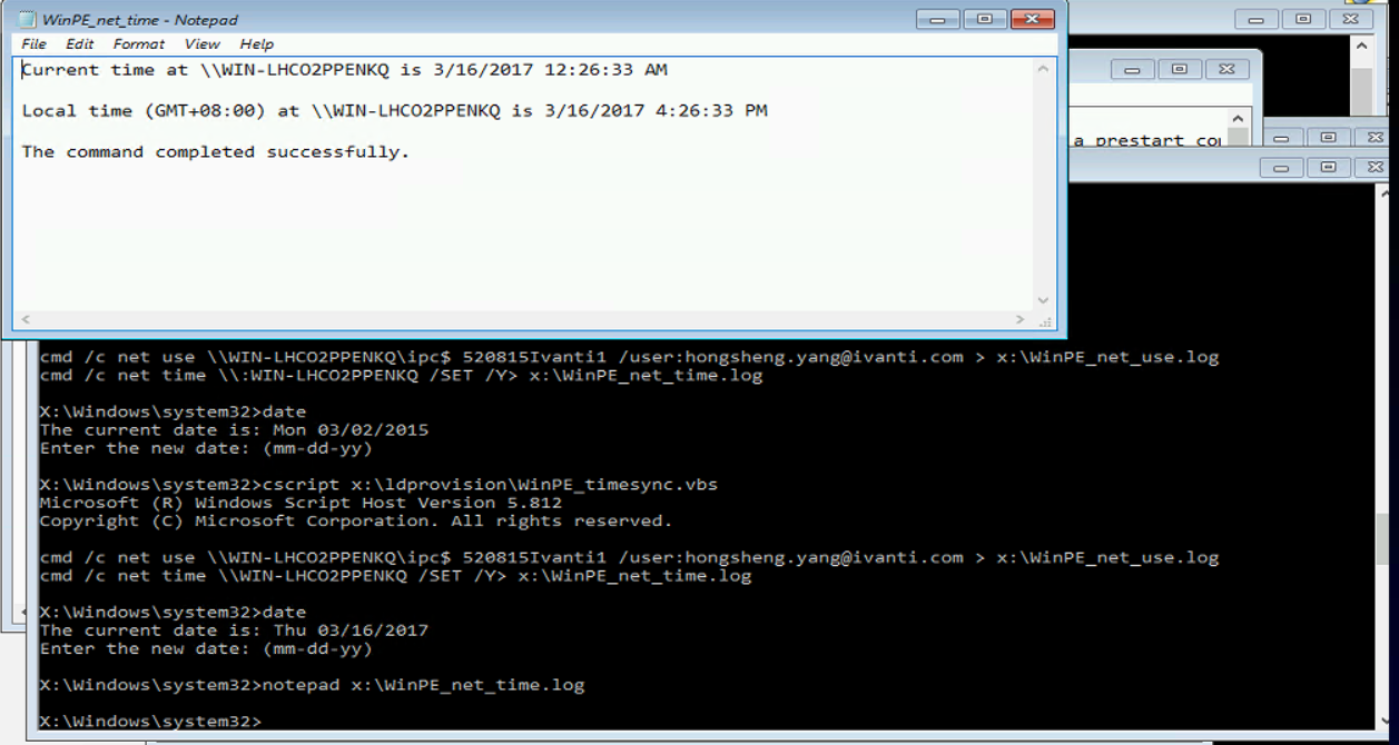How to sync time in WinPE with core server