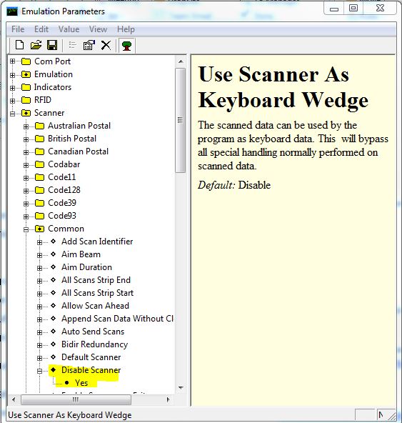 Terminal Emulation Scanner wont input data on CI70