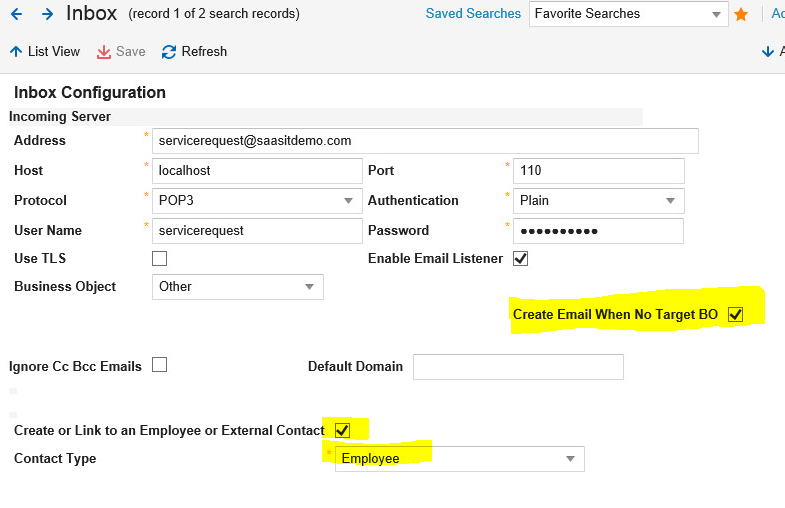 How to create a Service Request for an Email