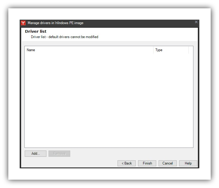 Required Rights and Permissions to Add Drivers to WinPE Driver List Is Empty