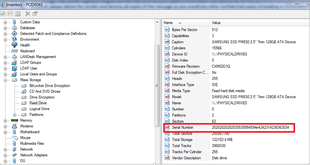Issue Inventory Scanner doesn't read HDD serial numbers correctly