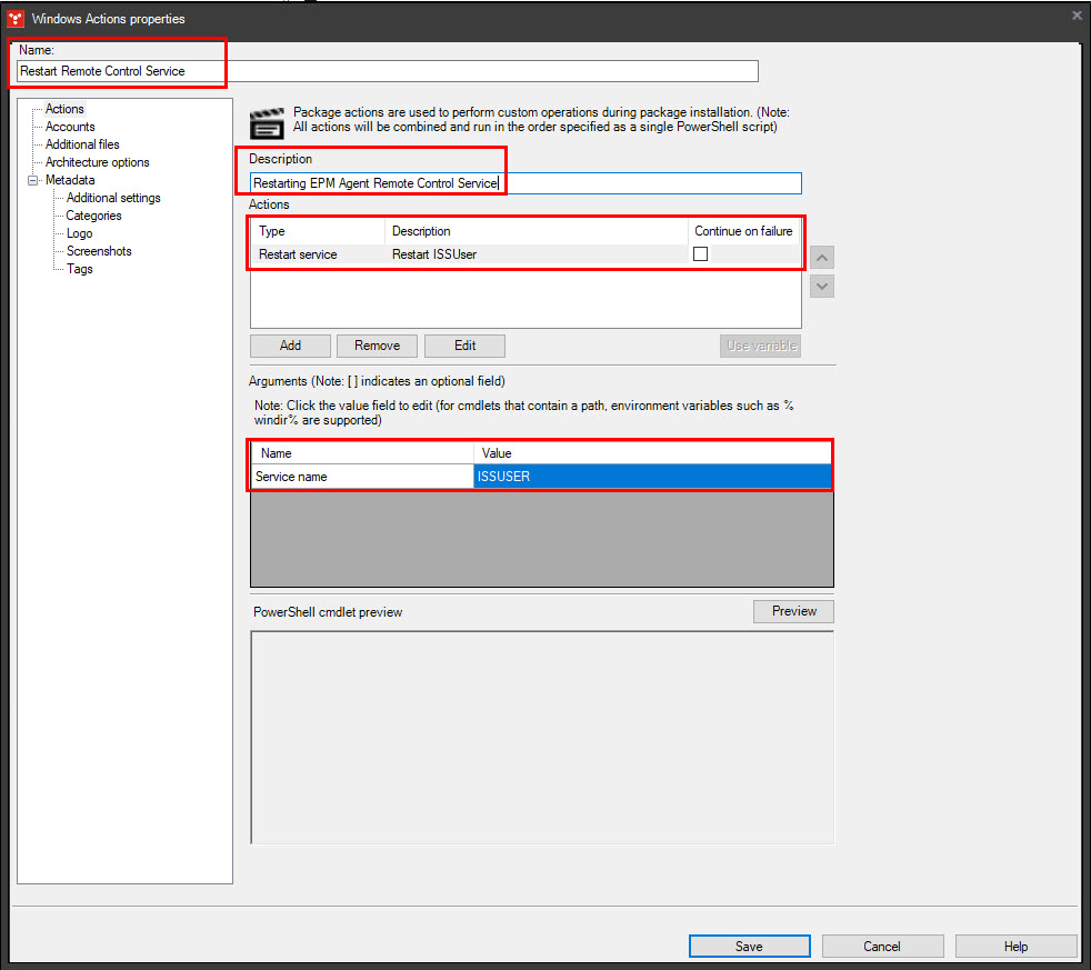 How To Create Windows Actions Distribution Package to Restart Services