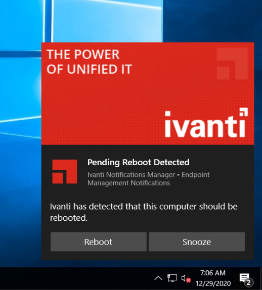 Configure Ivanti Windows 10 Notification Manager