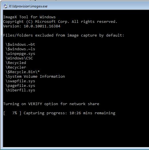 How to Capture a Windows 10 image with IMAGEX