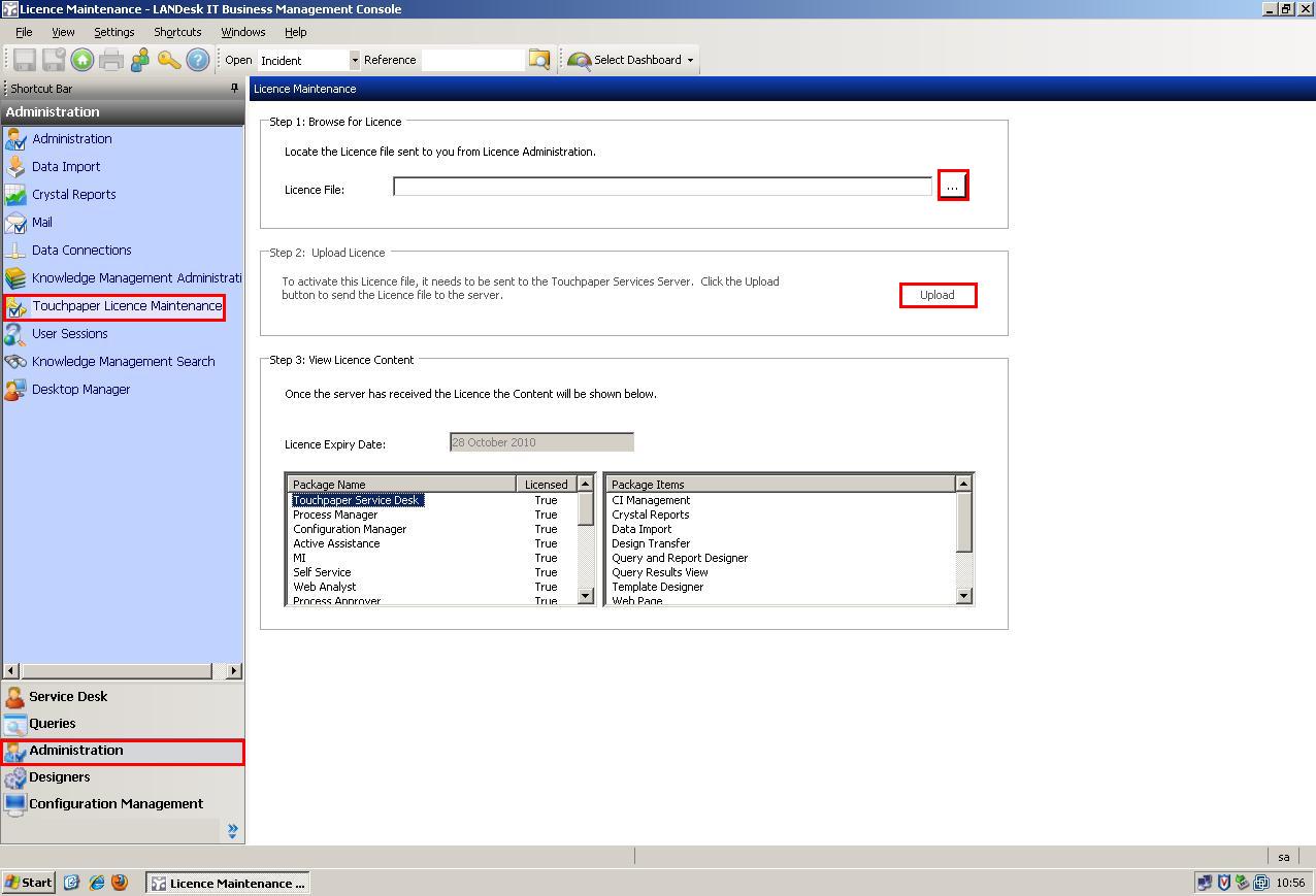 Applying your LANDesk Service Desk Console license