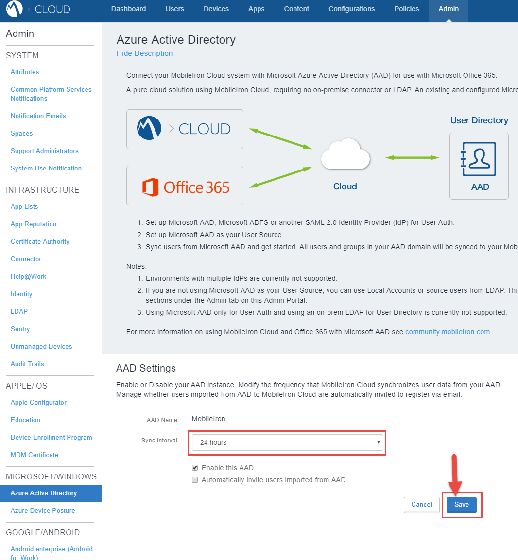 MobileIron Cloud Azure Active Directory User and Group Import and