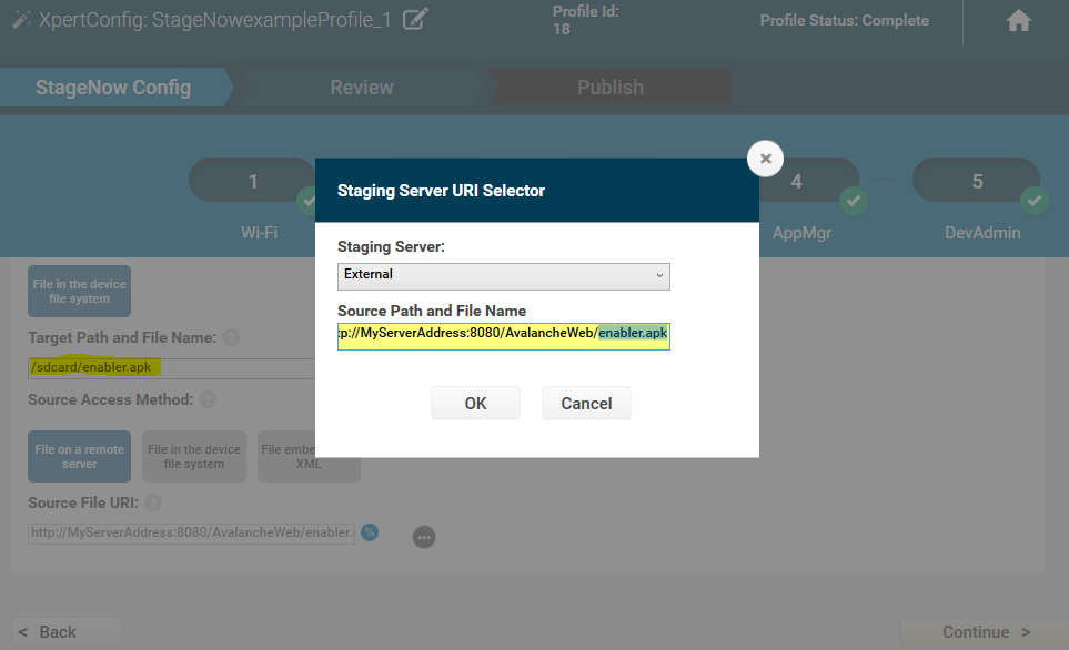 Using Avalanche Tomcat server as a file host for StageNow hosting