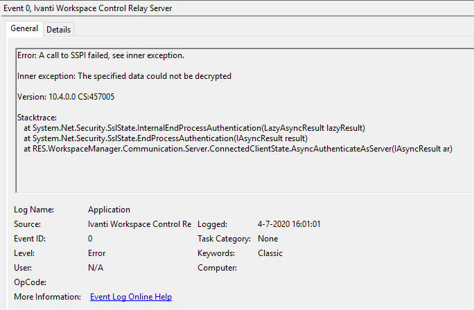 Relay Server error - A call to SSPI failed, see inner exception.