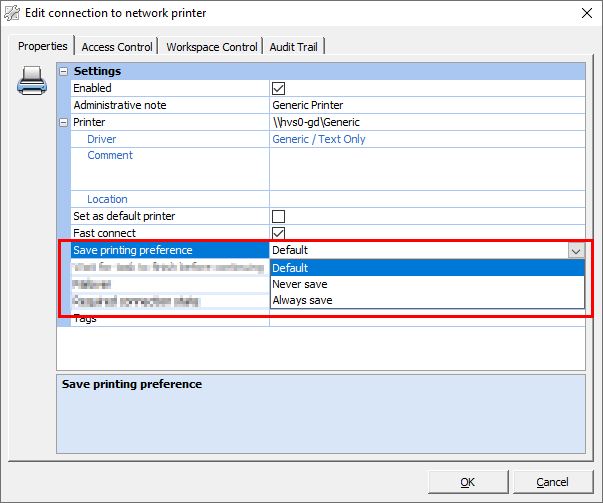 How to store Printer Settings via Ivanti Workspace Control managed printers