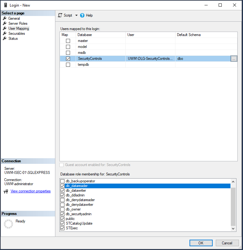 SQL Permissions Required for Ivanti Security Controls Database