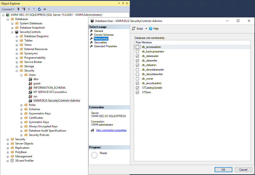 SQL Permissions Required for Ivanti Security Controls Database