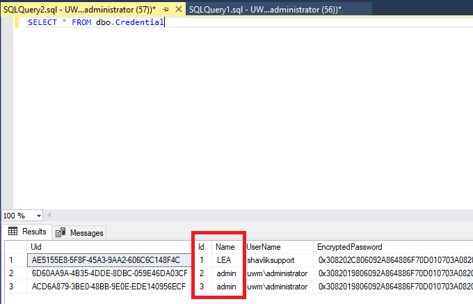 How to delete all credentials in Security Controls using SQL Scripts