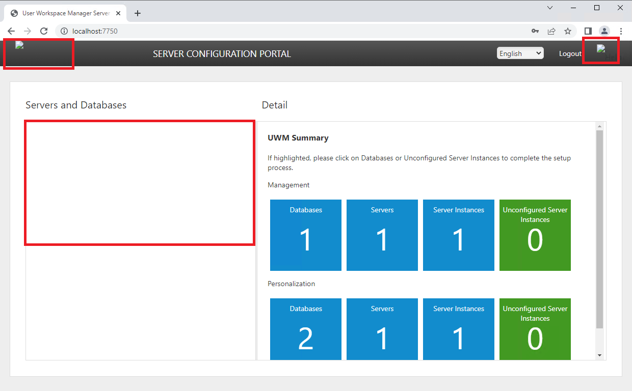 Server Configuration Portal Does Not Show All Components