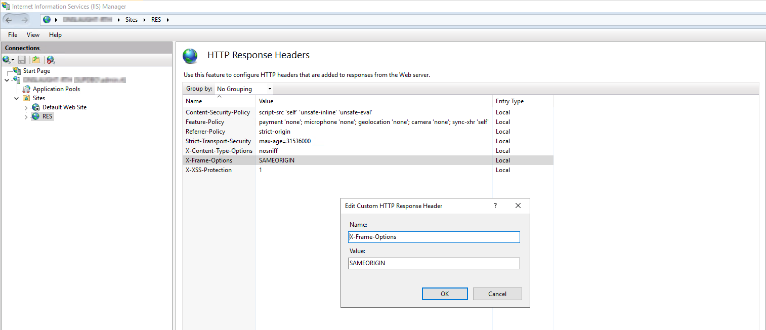 HOWTO Set the "XFrameOptions" response header for Identity Director