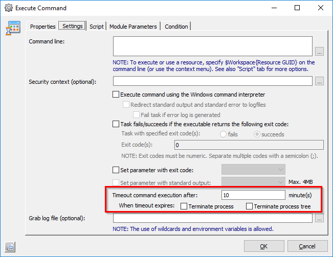 Execute Command' or 'Execute Windows PowerShell script' task is