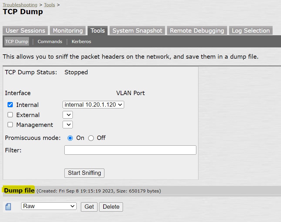 How to Collect a TCP Dump From the PCS/ICS for Troubleshooting