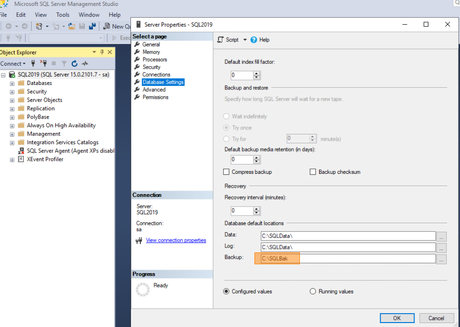 Changing the backup location used by System Configuration Wizard during ...