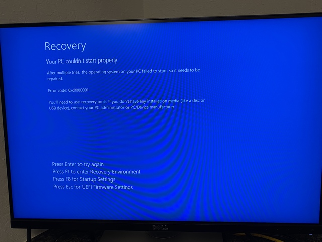 Can't Provision New Dell Optiplex 7090 - Windows Fails After CTOS -  0xc0000001